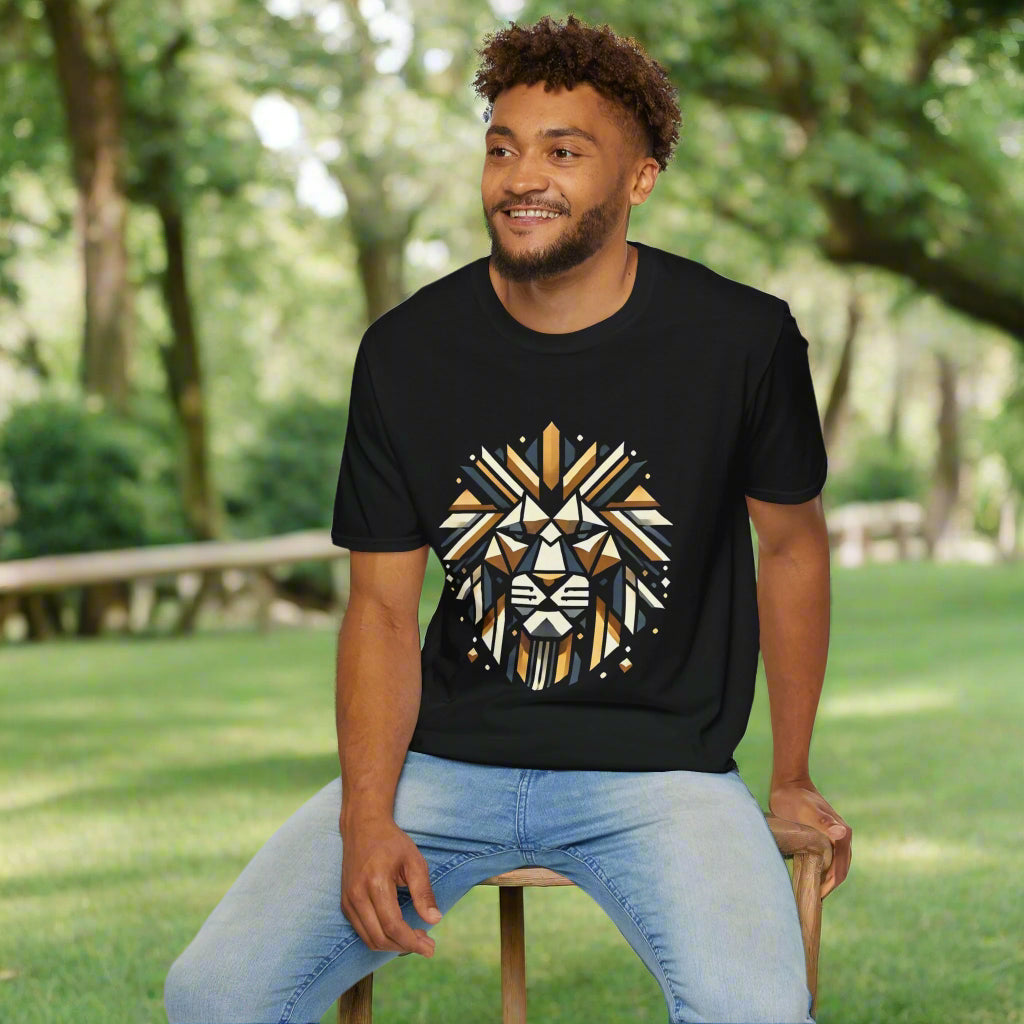 Apex Geometric Lion Guardian Unisex Softstyle T-Shirt - Premium Quality Cotton, Versatile & Stylish