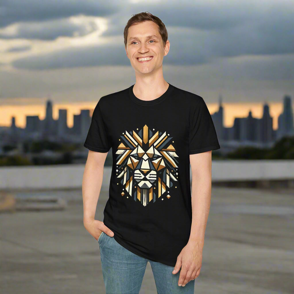 Apex Geometric Lion Guardian Unisex Softstyle T-Shirt - Premium Quality Cotton, Versatile & Stylish